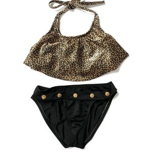 RANDOM HEARTS GIRLS LEOPARD BIKINI NWT!!!